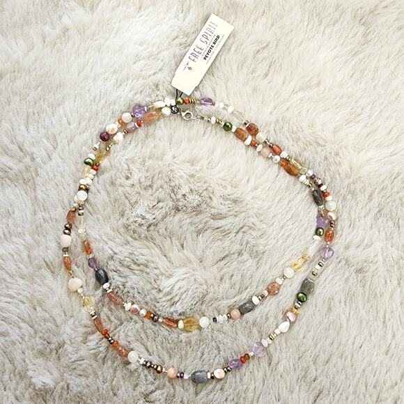 NEW Peyote Bird Multicolor Polished Agate Mixed Beaded Stone Necklace - Picture 1 of 10